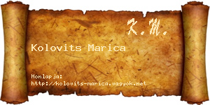 Kolovits Marica névjegykártya